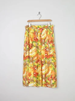 Vintage Bright Printed Midi Skirt L