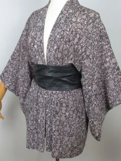 Vintage Brocade Harori Kimono Pink & Grey M