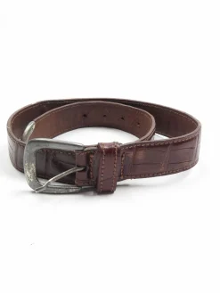Vintage Brown Leather Belt Espirt Mock Crock S