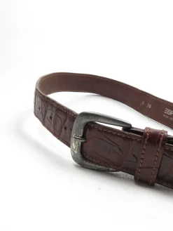 Vintage Brown Leather Belt Espirt Mock Crock S
