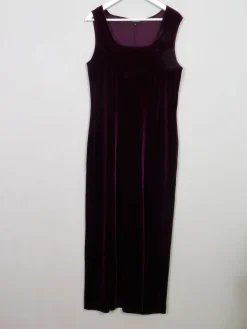 Vintage Burgundy Velvet Fitted Dress L/XL