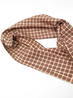Vintage Buttermilk & Brown Printed Mens Scarf