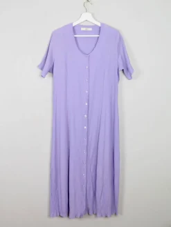 Vintage Button Down Lilac Dress Midi L