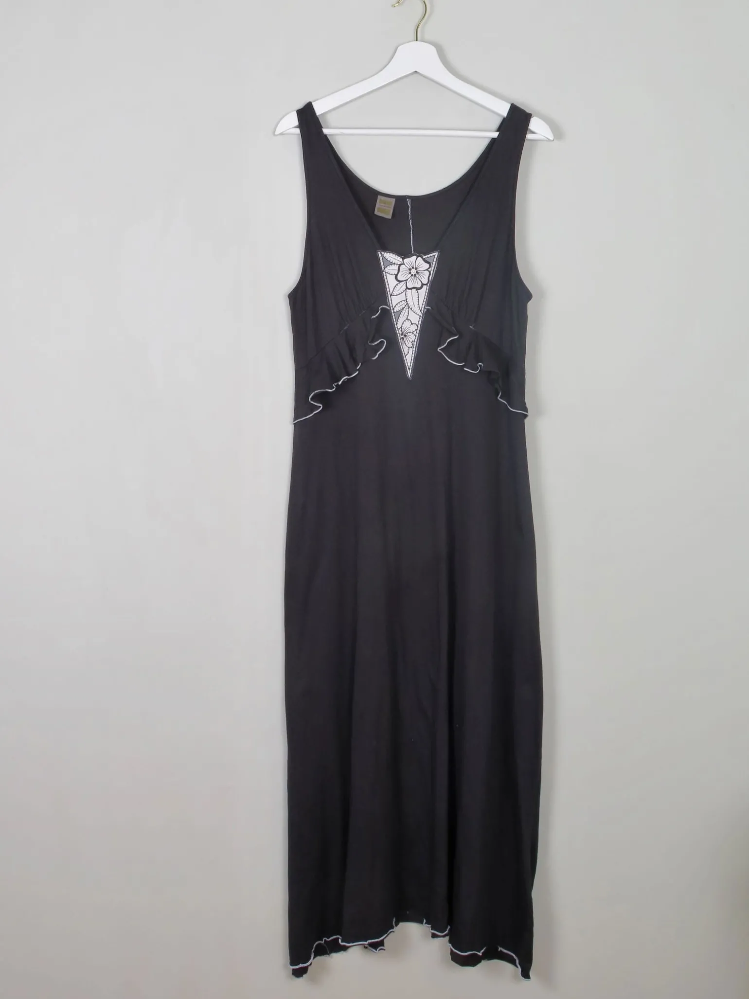 Vintage Charcoal Jersey Maxi Dress M