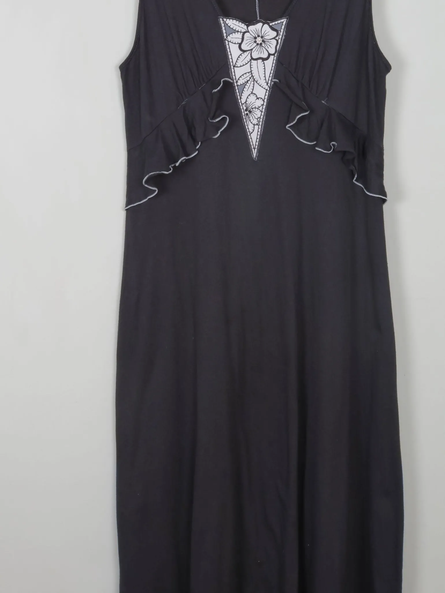 Vintage Charcoal Jersey Maxi Dress M