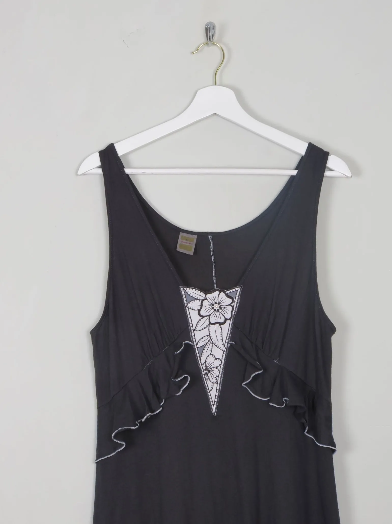 Vintage Charcoal Jersey Maxi Dress M