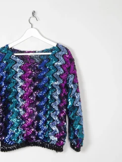 Vintage Colourful Vintage Sequin Disco Top S/M