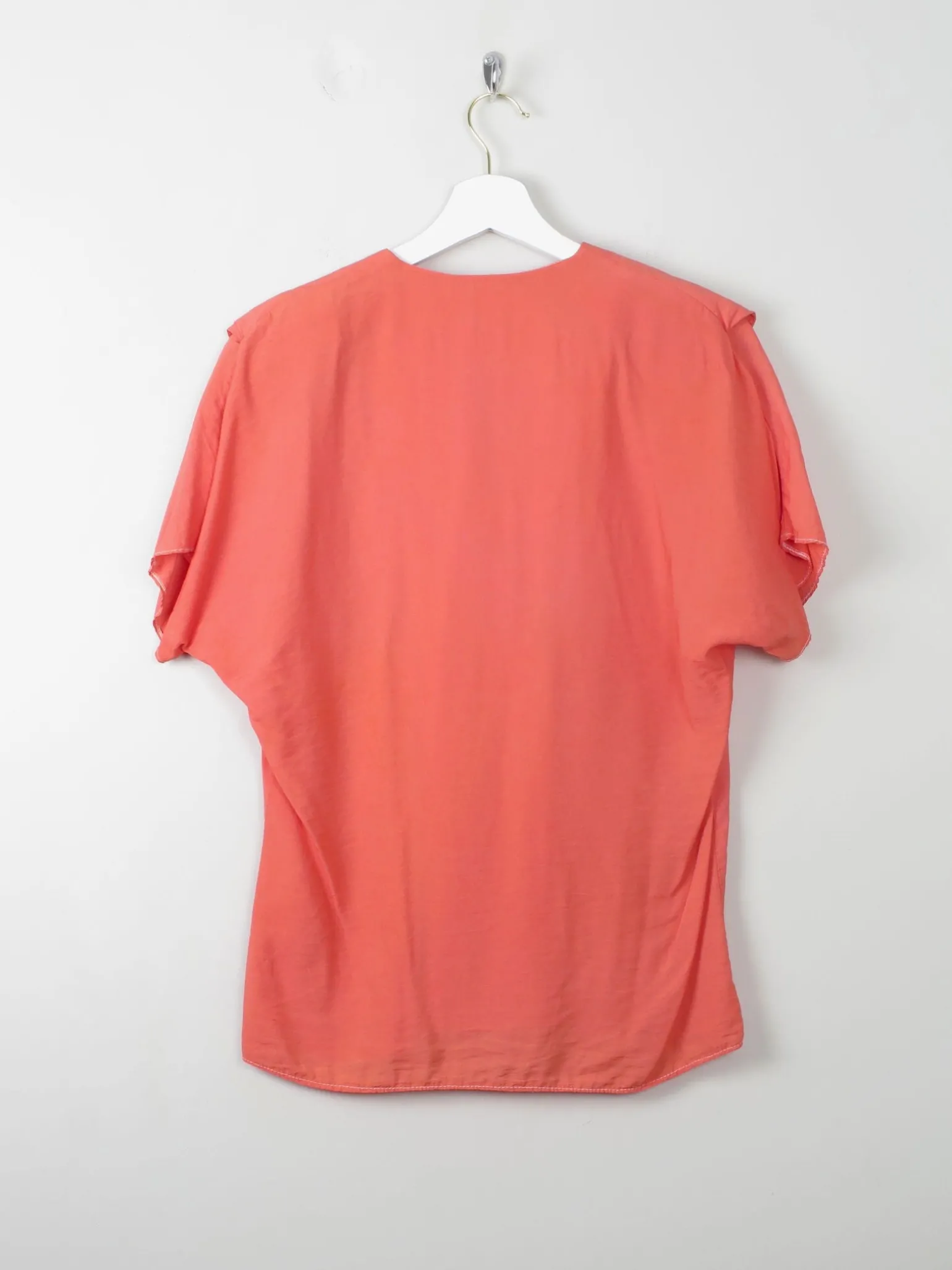 Vintage Coral Blouse With Collar S