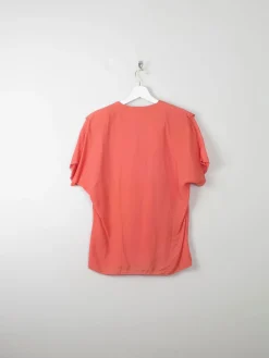 Vintage Coral Blouse With Collar S