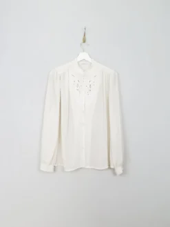 Vintage Cream Embroidered Blouse S/M