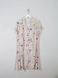 Vintage Cream Floral Dress L/XL