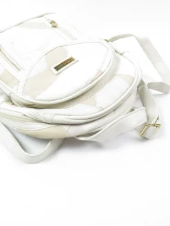 Vintage Cream Leather Patchwork Backpack Bag Unused