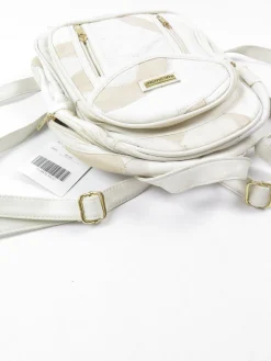 Vintage Cream Leather Patchwork Backpack Bag Unused