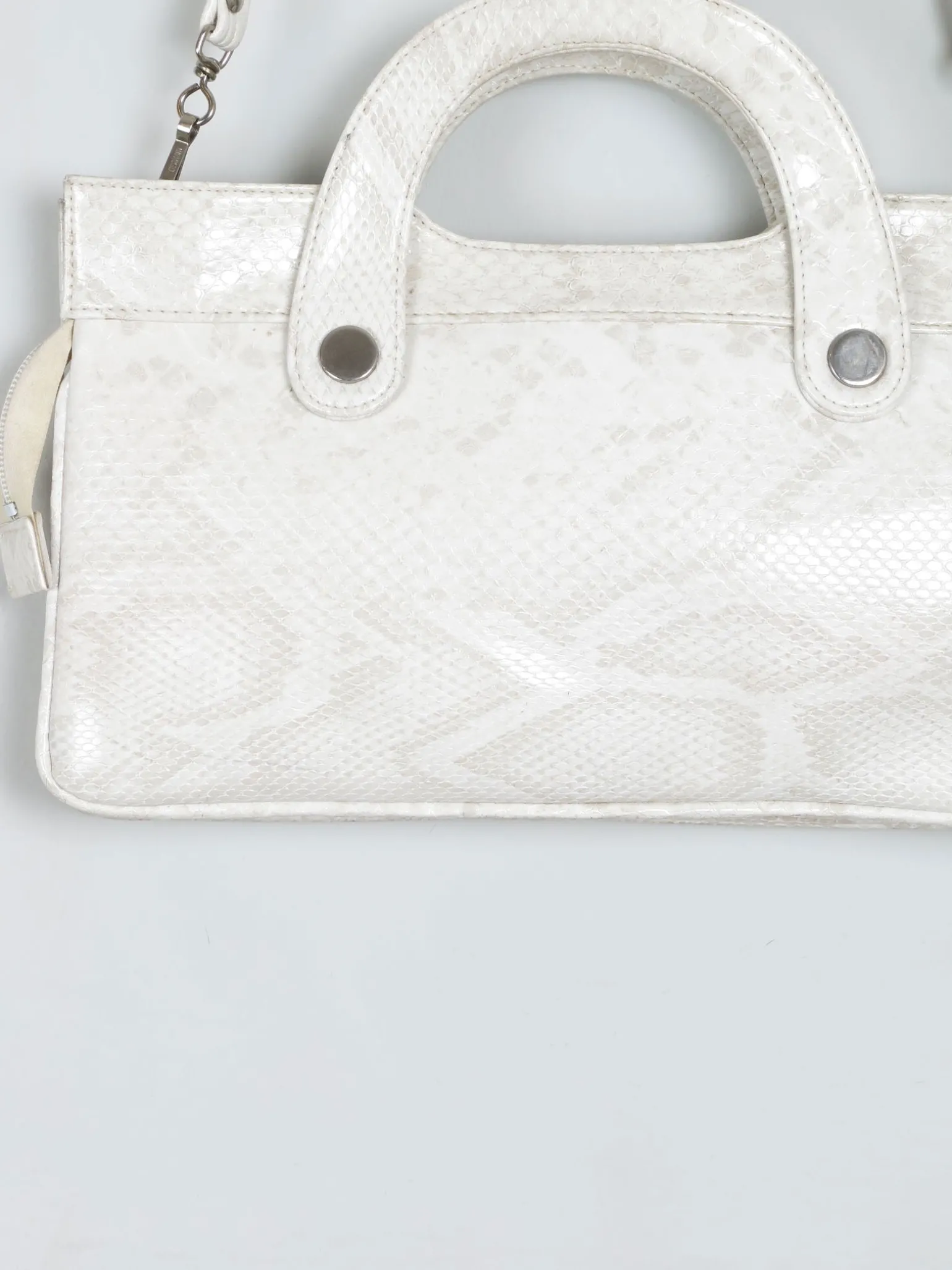 Vintage Cream Mock Crock 1970s Bag With Long Strap
