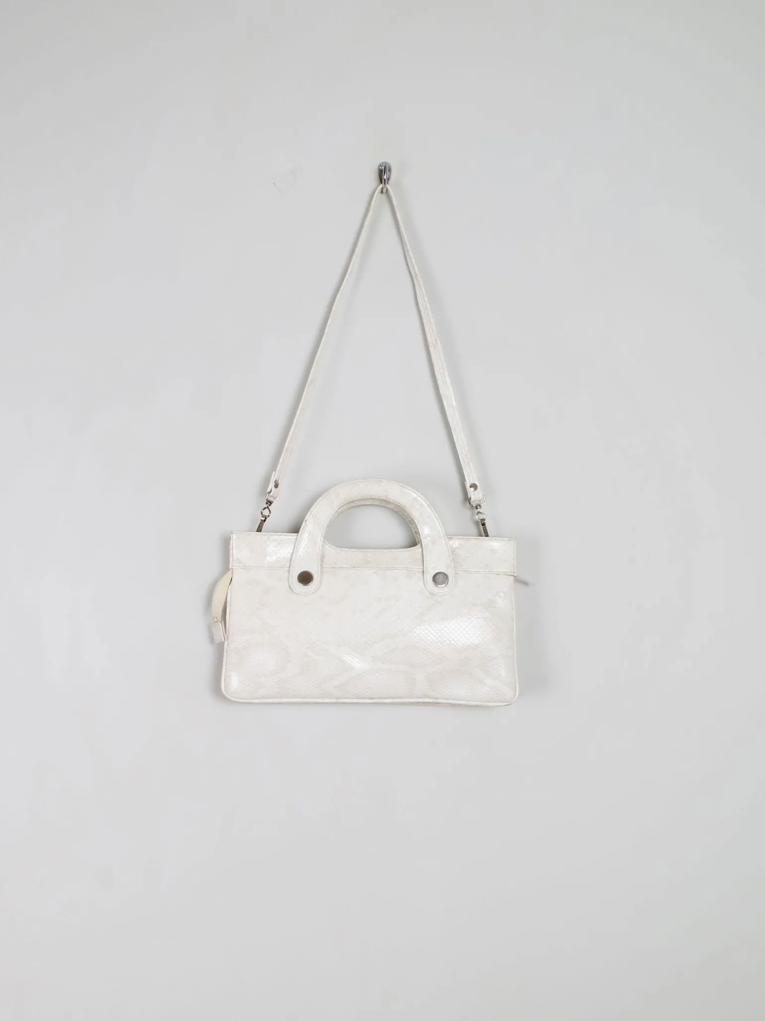 Vintage Cream Mock Crock 1970s Bag With Long Strap