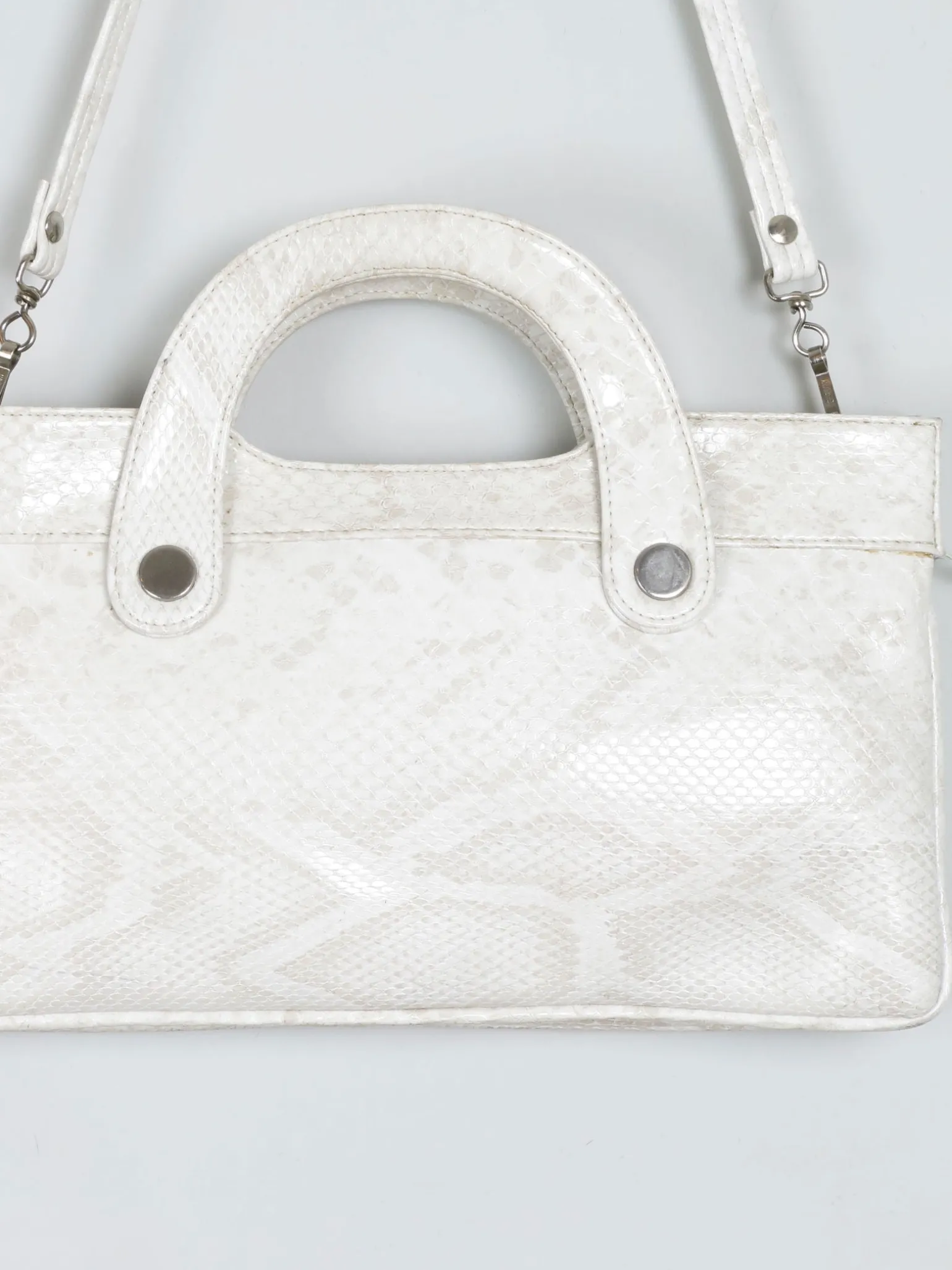 Vintage Cream Mock Crock 1970s Bag With Long Strap