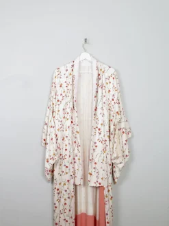 Vintage Cream Silk Colourful Printed Kimono S-L