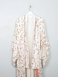 Vintage Cream Silk Colourful Printed Kimono S-L