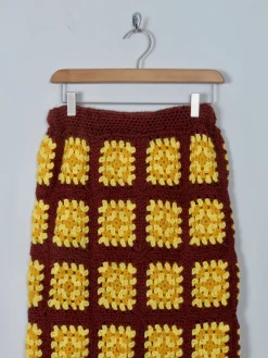 Vintage Crochet Yellow & Brown Skirt S