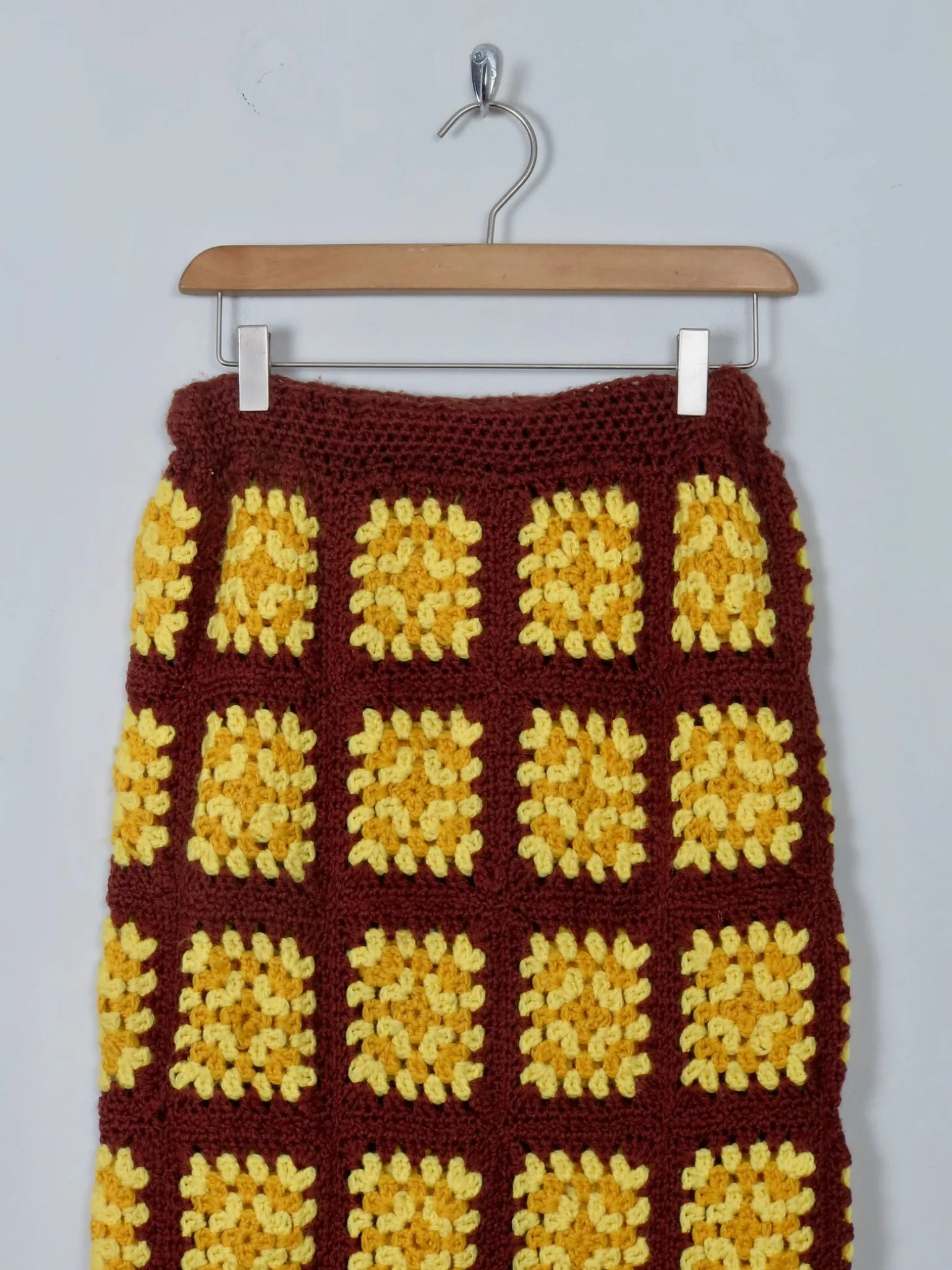 Vintage Crochet Yellow & Brown Skirt S