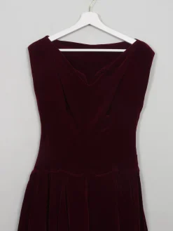Vintage Dark Red 1950s Velvet Dress XS/S