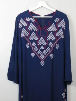 Vintage Embroidered Blue Ethic Kaftan/ Robe Dress S/M