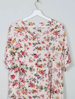 Vintage Floral Dress With Lace Up Detail L