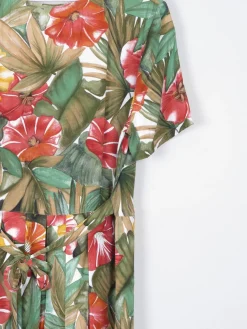 Vintage Floral Green Button Down Dress 12/14