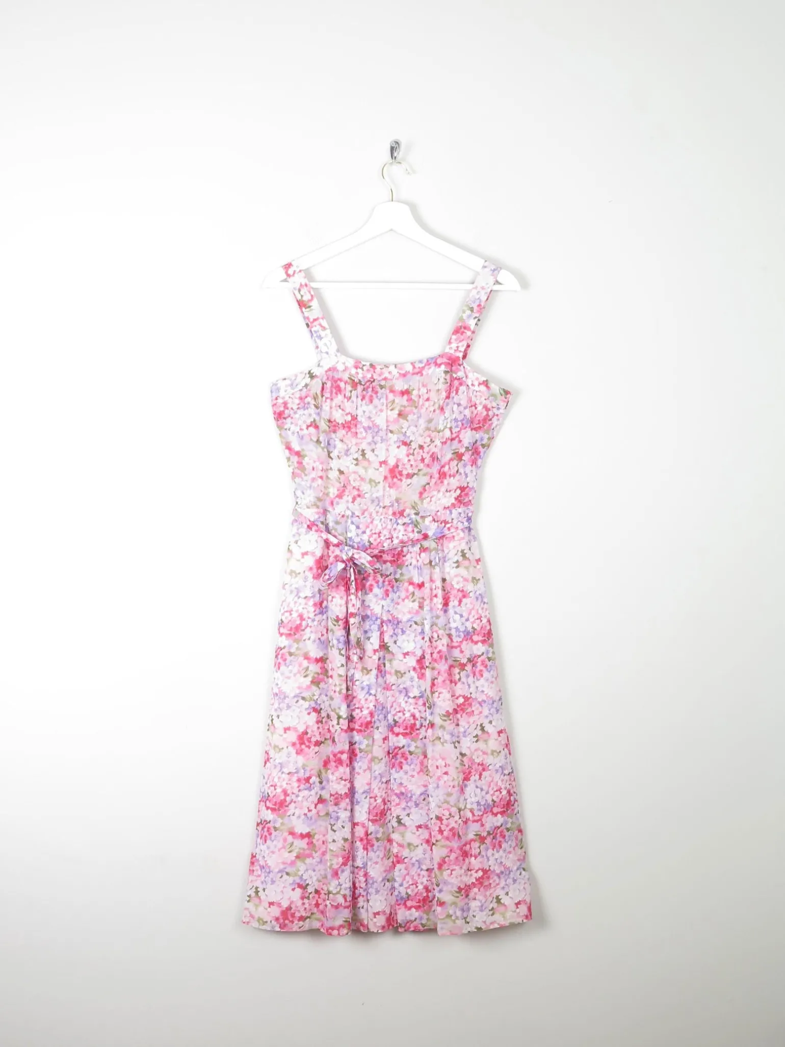 Vintage Floral Printed Pink Summer Dress 10