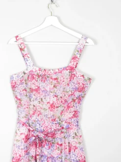 Vintage Floral Printed Pink Summer Dress 10