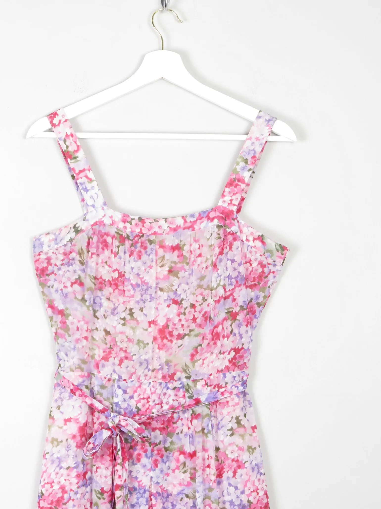 Vintage Floral Printed Pink Summer Dress 10