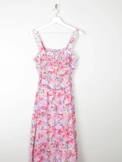 Vintage Floral Printed Pink Summer Dress 10