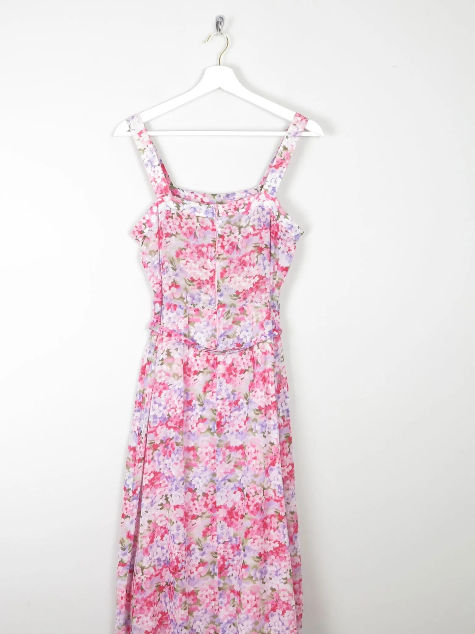 Vintage Floral Printed Pink Summer Dress 10