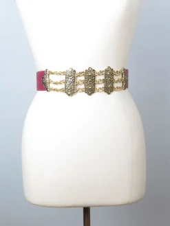 Vintage Gold & Wine Waisted Belt S/M
