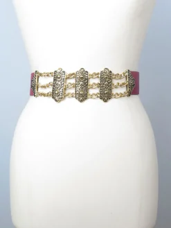 Vintage Gold & Wine Waisted Belt S/M