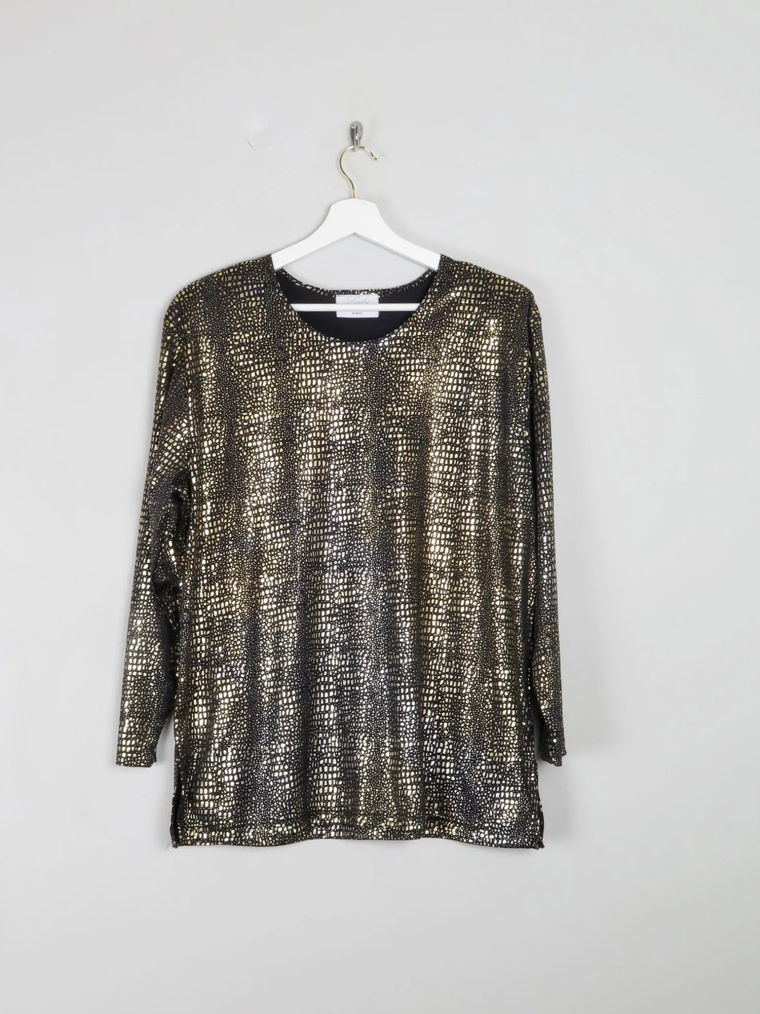 Vintage Gold Lame Long Sleeved Top L/XL