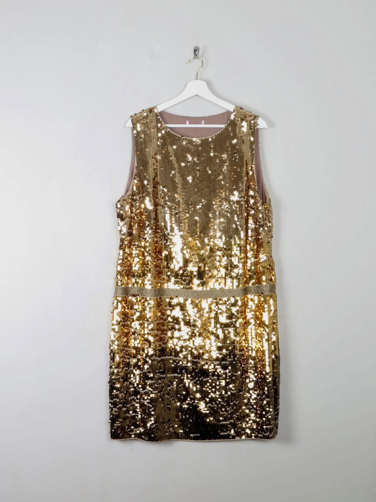 Vintage Gold Sequin 1920s Style Charleston Dress L/XL