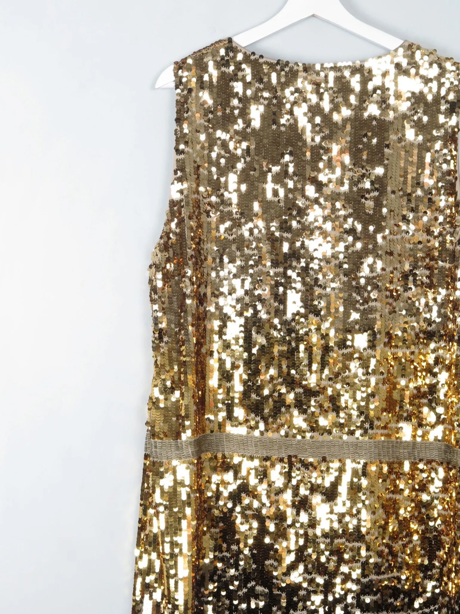 Vintage Gold Sequin 1920s Style Charleston Dress L/XL