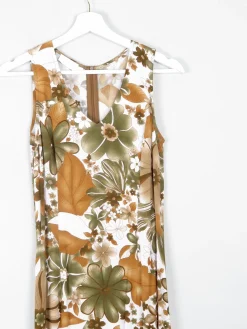Vintage Green & Rust Vintage Long Dress 6
