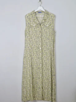 Vintage Green Floral Maxi Dress L/XL