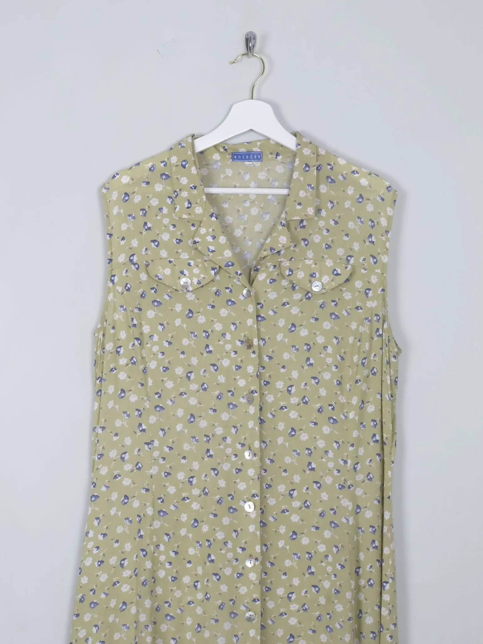 Vintage Green Floral Maxi Dress L/XL