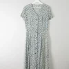 Vintage Green Floral Printed Dress S