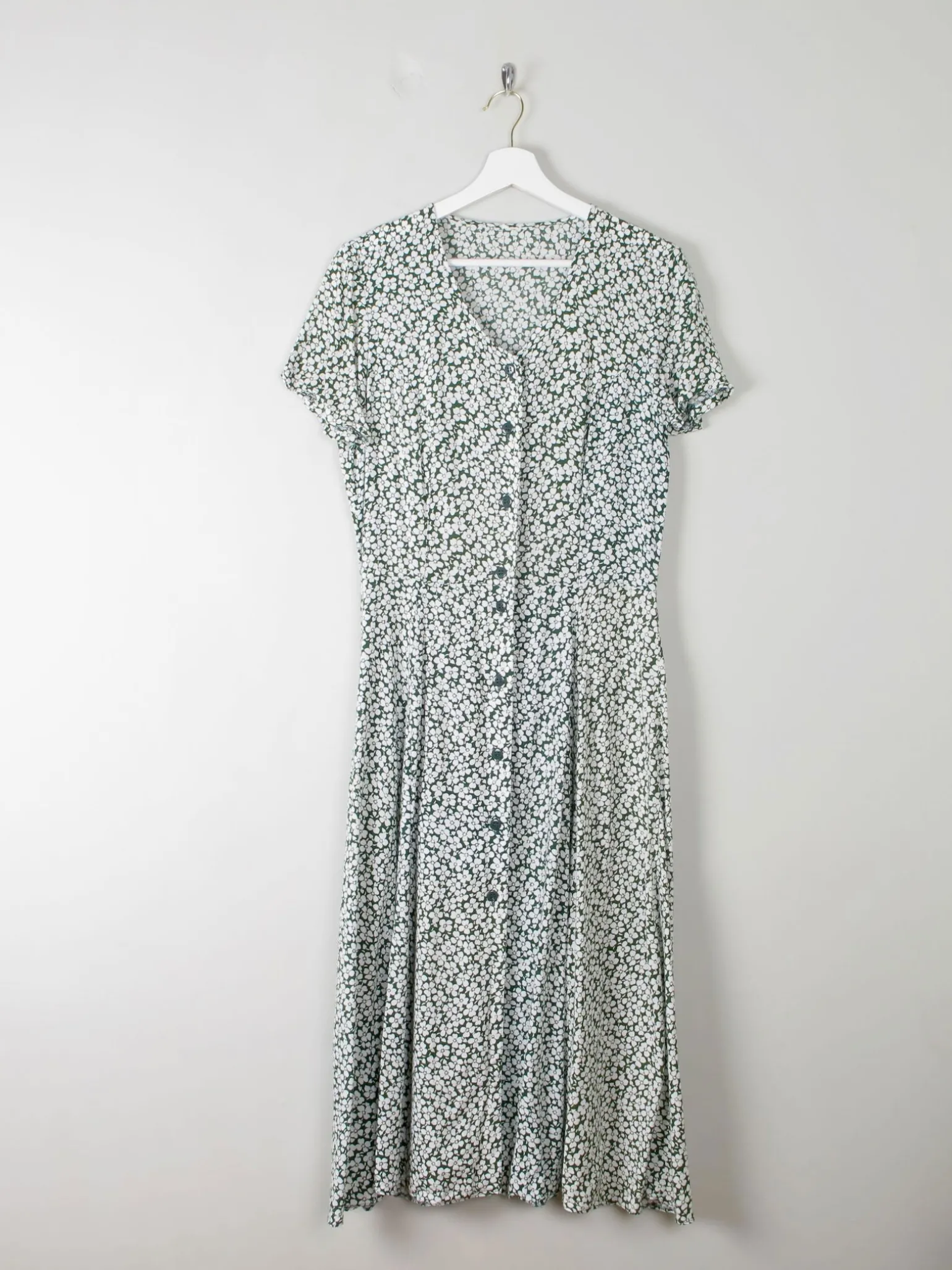 Vintage Green Floral Printed Dress S