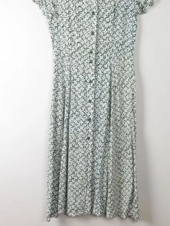 Vintage Green Floral Printed Dress S