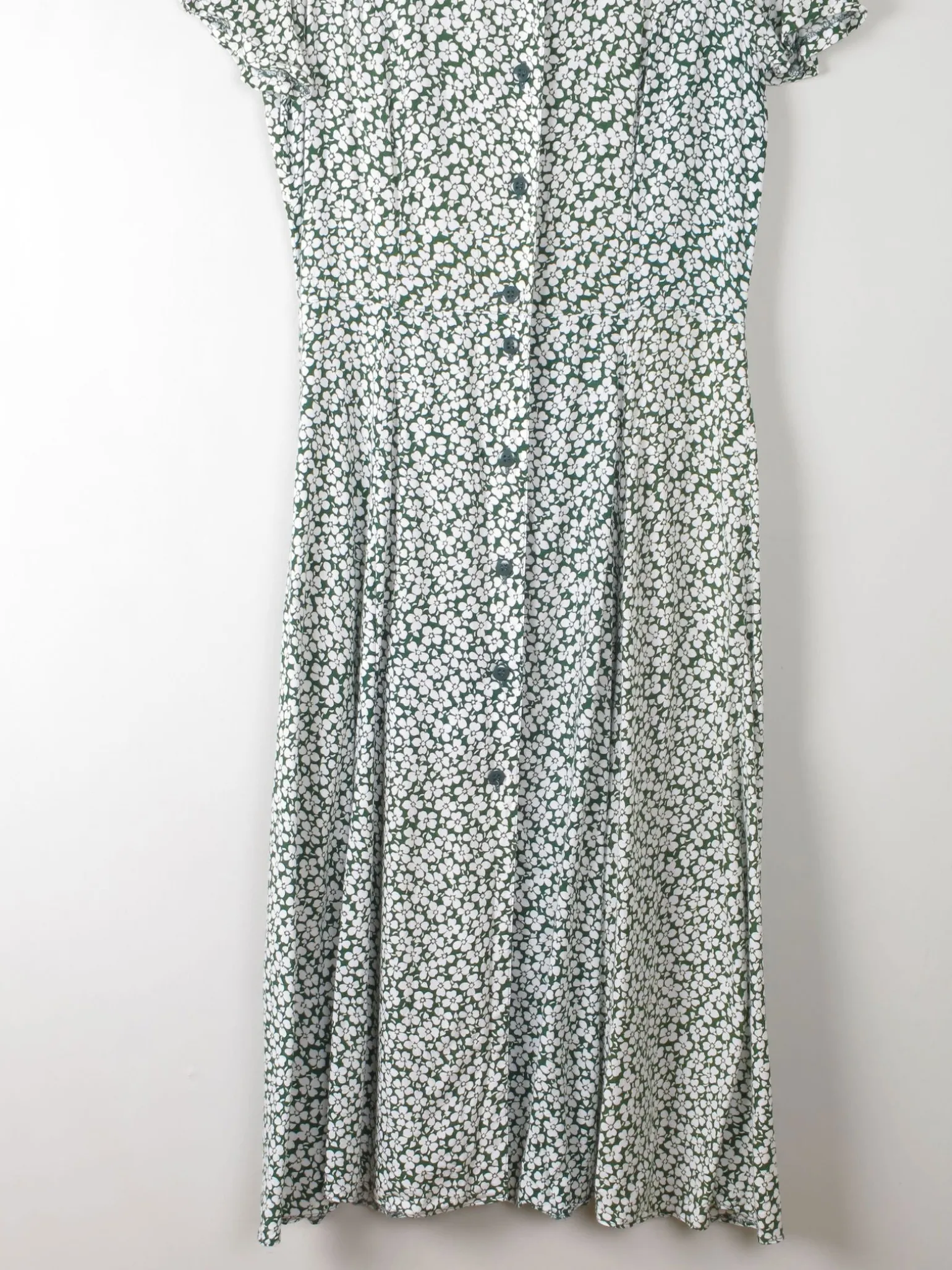 Vintage Green Floral Printed Dress S