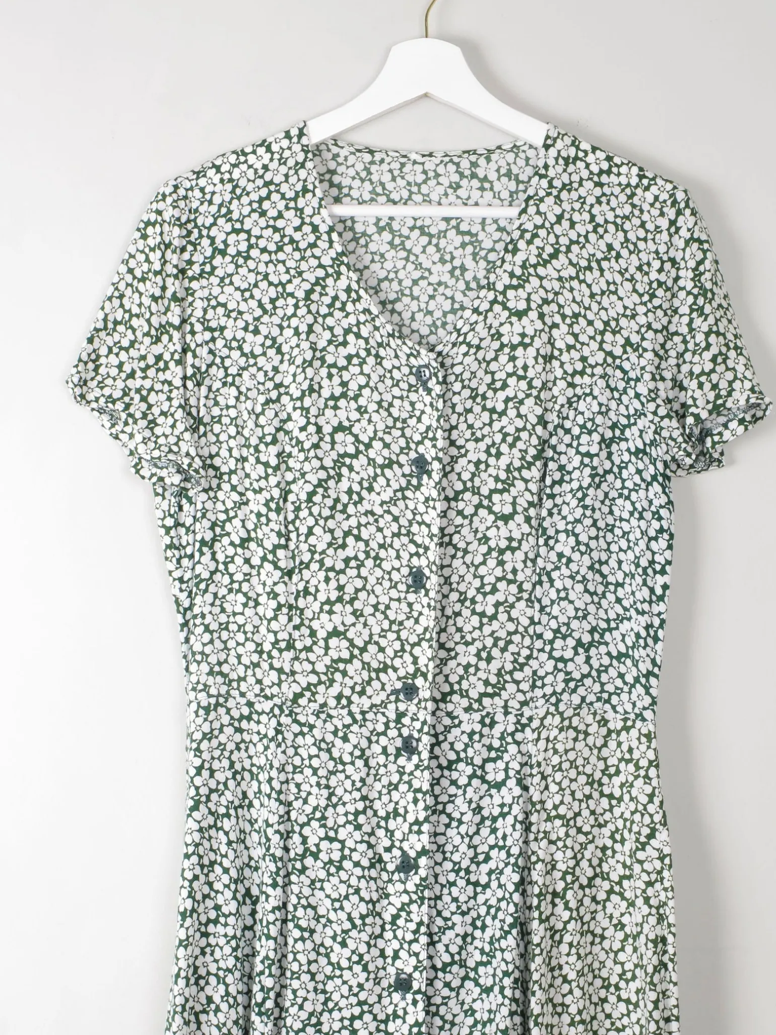 Vintage Green Floral Printed Dress S