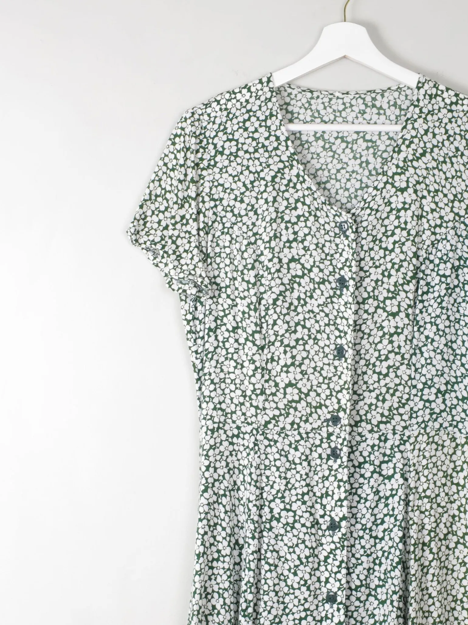 Vintage Green Floral Printed Dress S