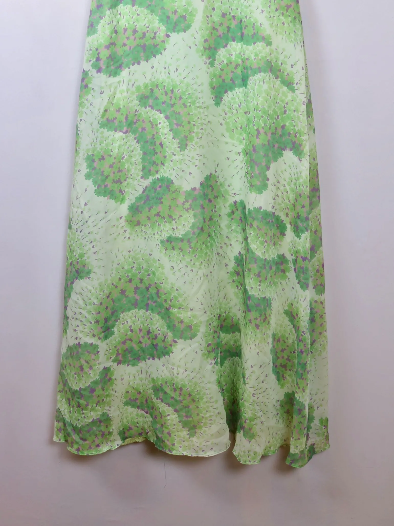 Vintage Green Printed Floral Maxi Dress M