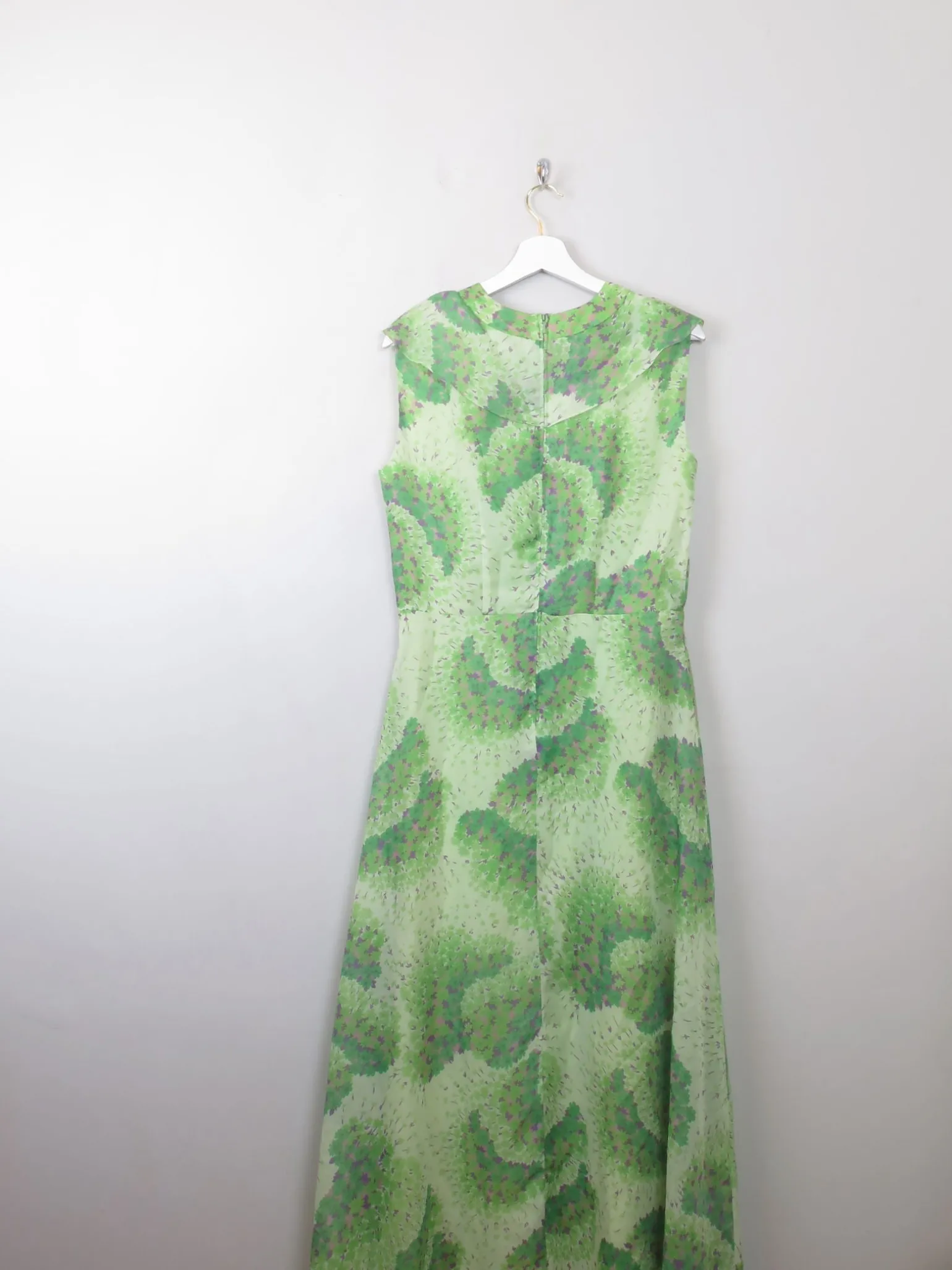 Vintage Green Printed Floral Maxi Dress M