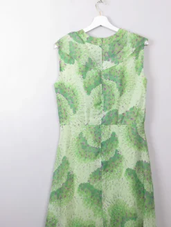 Vintage Green Printed Floral Maxi Dress M
